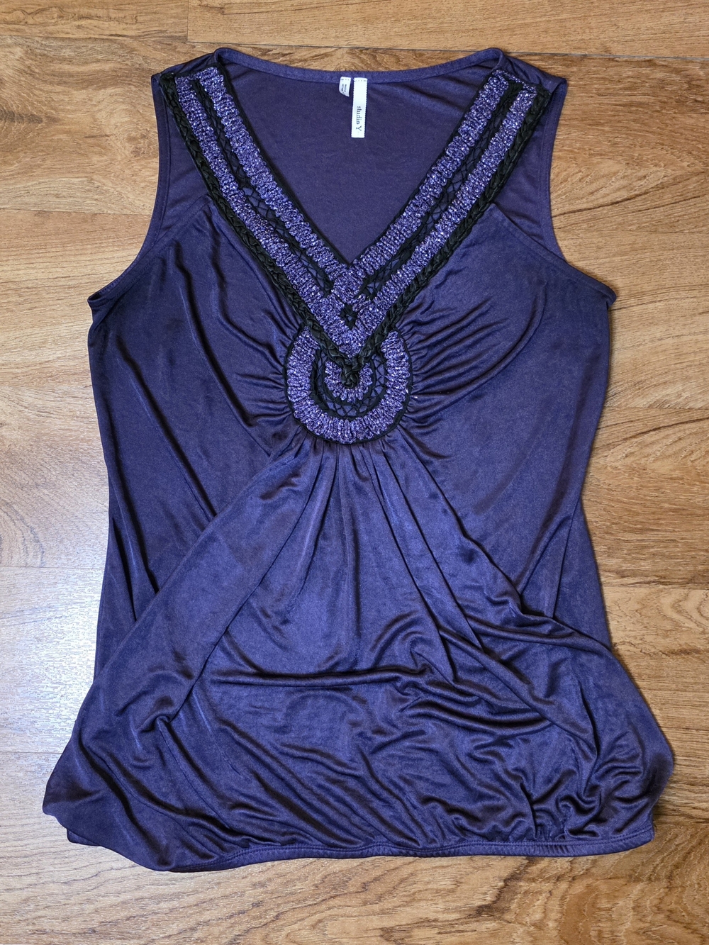 Y2K Studio Y Purple Embellished Sleeveless Blouse